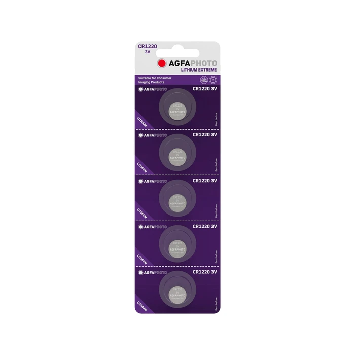 AgfaPhoto CR1220 Lithium Coin Cell Batteries (5 pcs)