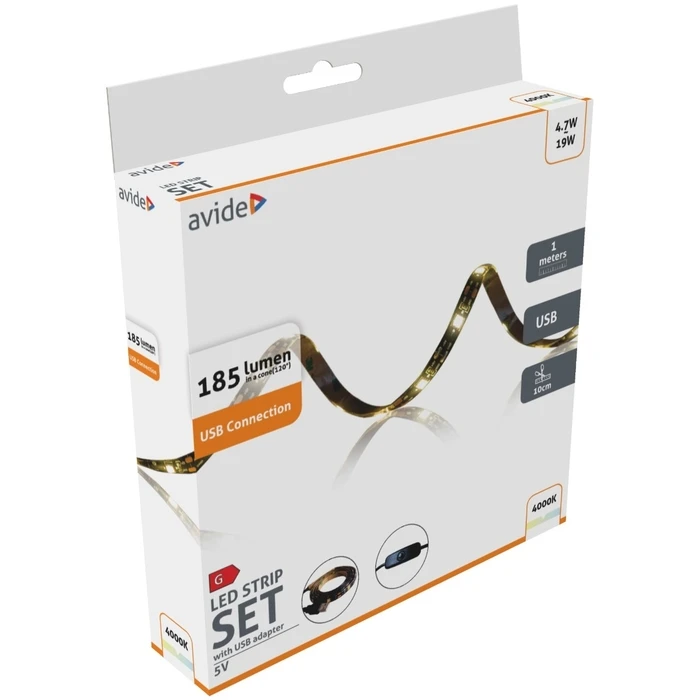 Ταινία LED Avide Blister 5V SMD5050 30LED Λευκό IP65 1m