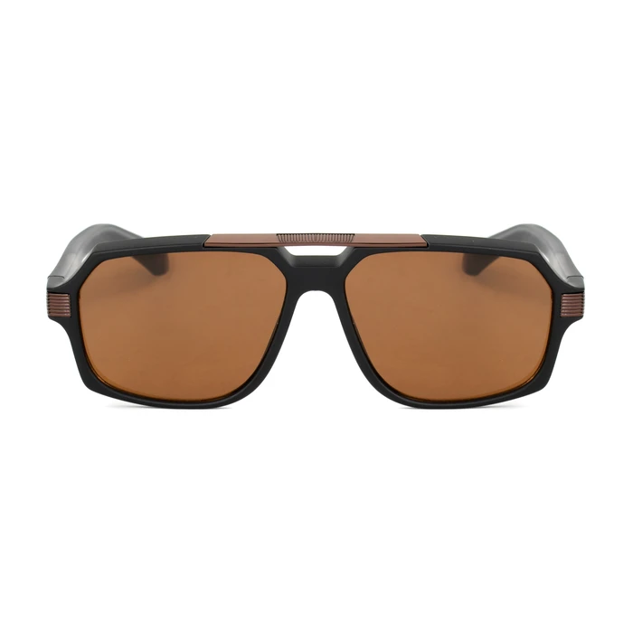 BOBROFF Men's Sunglasses BFG0015-C2 (58/15/143) Black Acetate Frame, Brown Lenses