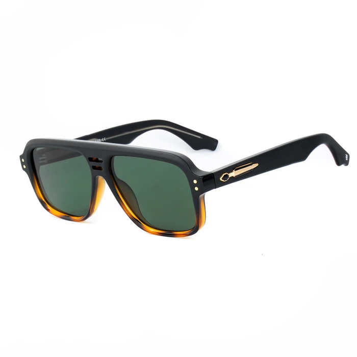 Bobroff Men's Sunglasses BFG0019-C3 (56/19/148) Black frame, Green lenses, Acetate