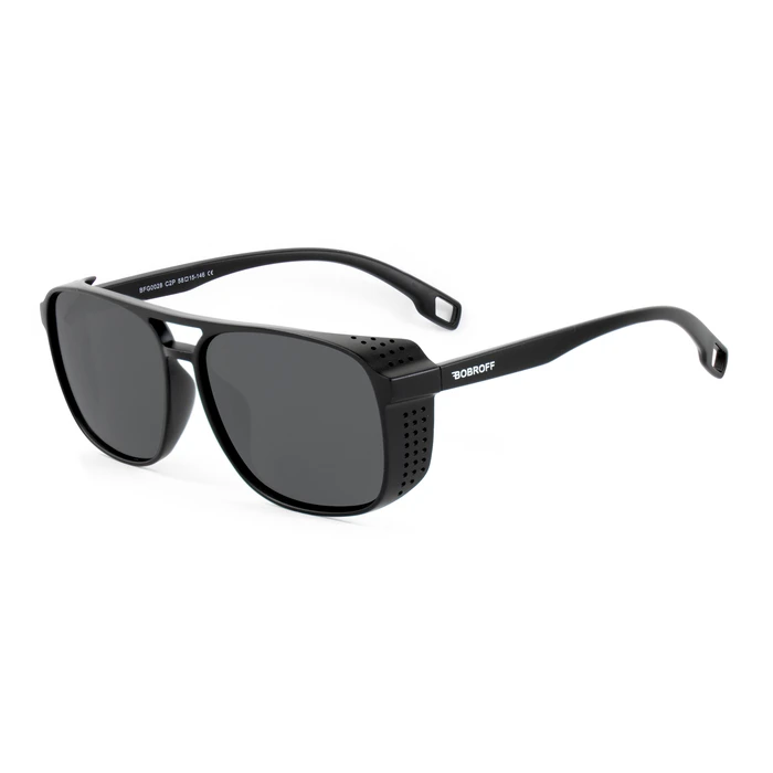 BOBROFF Men's Sunglasses BFG0028-C2P (Acetate Frame, Black Polarized Lenses, 58/15/146 mm)