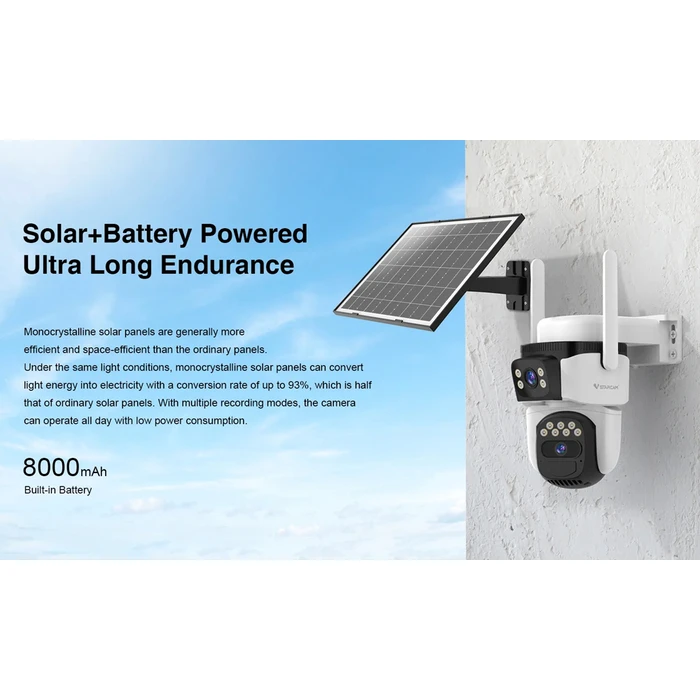VSTARCAM smart solar camera BG621DR - Dual lens 3MP, 4G, PTZ, IP66 with 8000mAh battery and solar panel