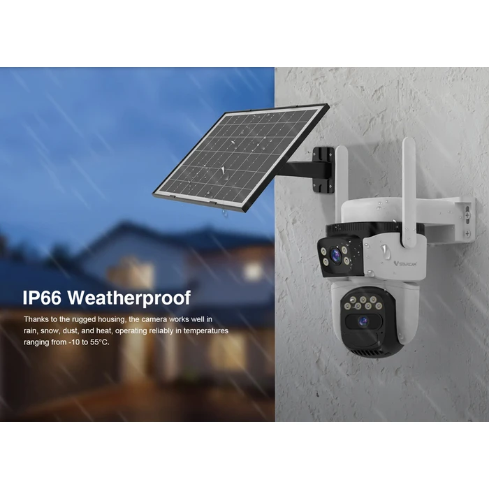 VSTARCAM smart solar camera BG621DR - Dual lens 3MP, 4G, PTZ, IP66 with 8000mAh battery and solar panel