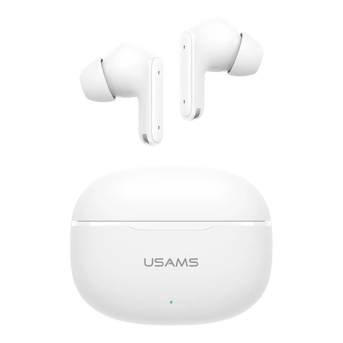 USAMS E05 True Wireless Ακουστικά με Θήκη Φόρτισης, Bluetooth 6.0, Λευκό