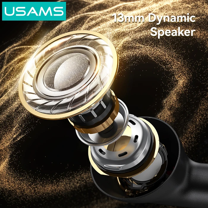 USAMS E05 True Wireless Ακουστικά με Θήκη Φόρτισης, Bluetooth 6.0, Λευκό