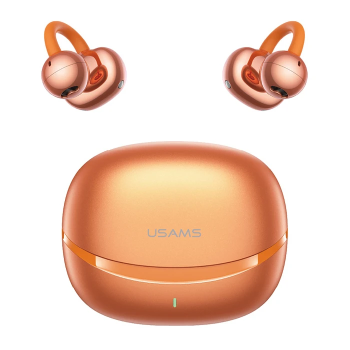 USAMS Echo R03 OWS ασύρματα ακουστικά με θήκη φόρτισης, Φ11mm, 40/300mAh - πορτοκαλί