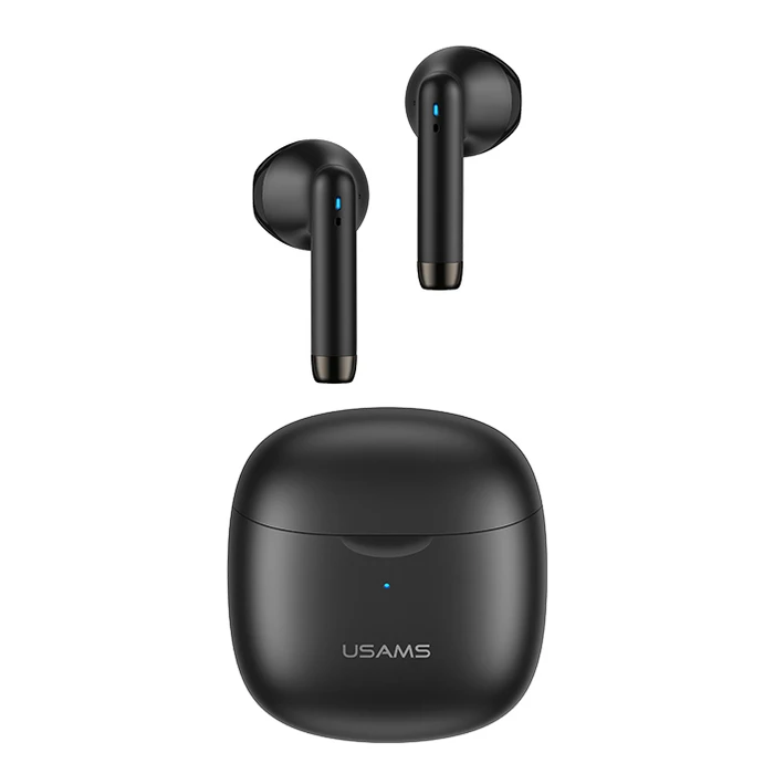 Bluetooth Handsfree Usams IA04 με θήκη φόρτισης, True Wireless, μαύρα