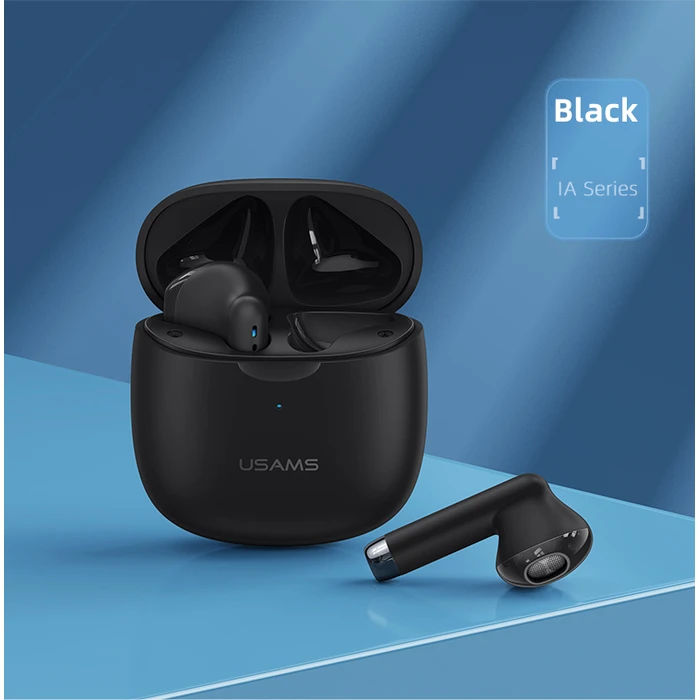 Bluetooth Handsfree Usams IA04 με θήκη φόρτισης, True Wireless, μαύρα