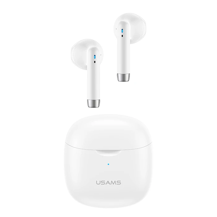Bluetooth Handsfree Usams IA04 με θήκη φόρτισης, True Wireless, λευκά