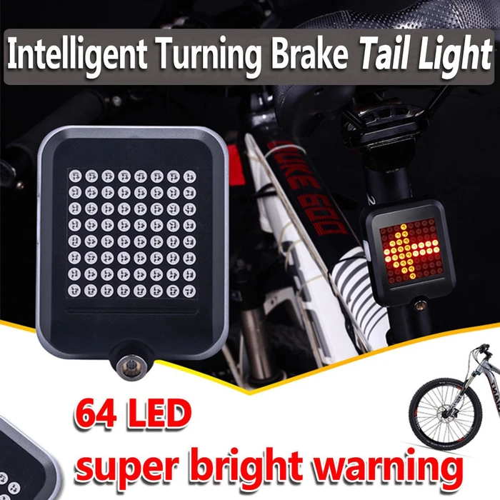 Έξυπνος οπίσθιος φωτισμός Ποδηλάτου BIKE-0034, LED, μπαταρία, USB, μαύρο