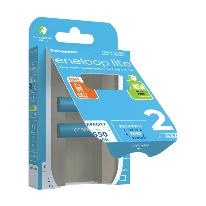 PANASONIC Μπαταρίες Επαναφορτιζόμενες ENELOOP AAA 550mAh 2τμχ