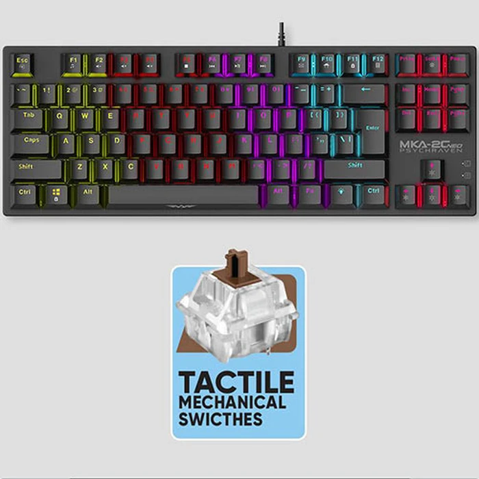 Gaming Πληκτρολόγιο Ενσύρματο Armaggeddon Mechanical MKA-2C NEO Black TACTILE BROWN SWITCH