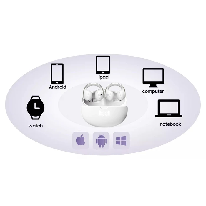 Bluetooth Handsfree Blackview Bt5.4 Enc Led Display 13 With Charging Dock White