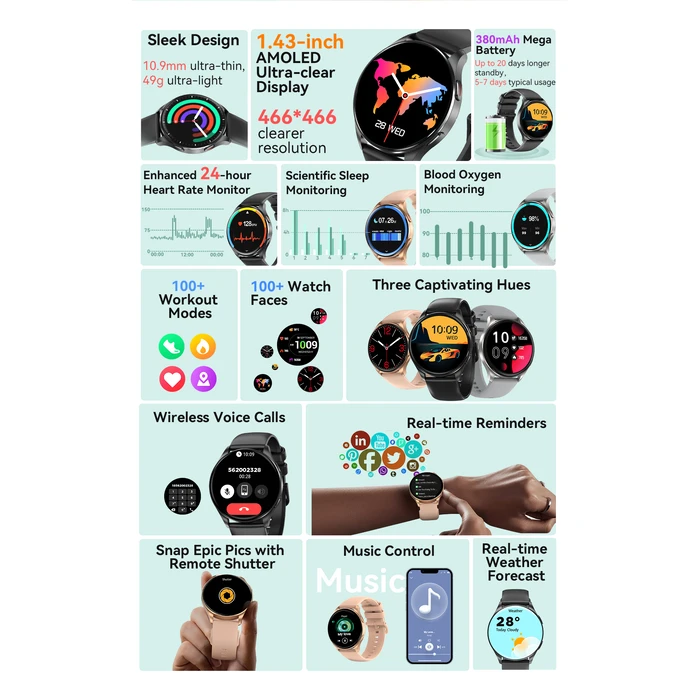 Smartwatch Blackview Bt5.3 Amoled Ultra-Clear Display Black