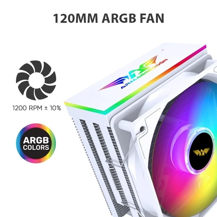 Ψύκτρα CPU Armaggeddon Argb Silent 12cm 6 Heat Pipes White