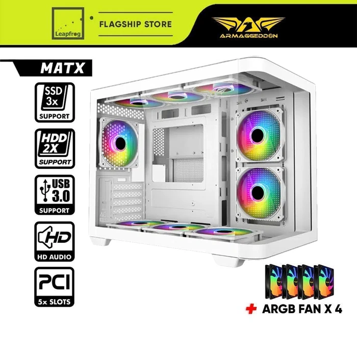 Κουτί Η/Υ Armaggeddon Micro Atx Steel Aquaron X-Curve 285 Fully White 