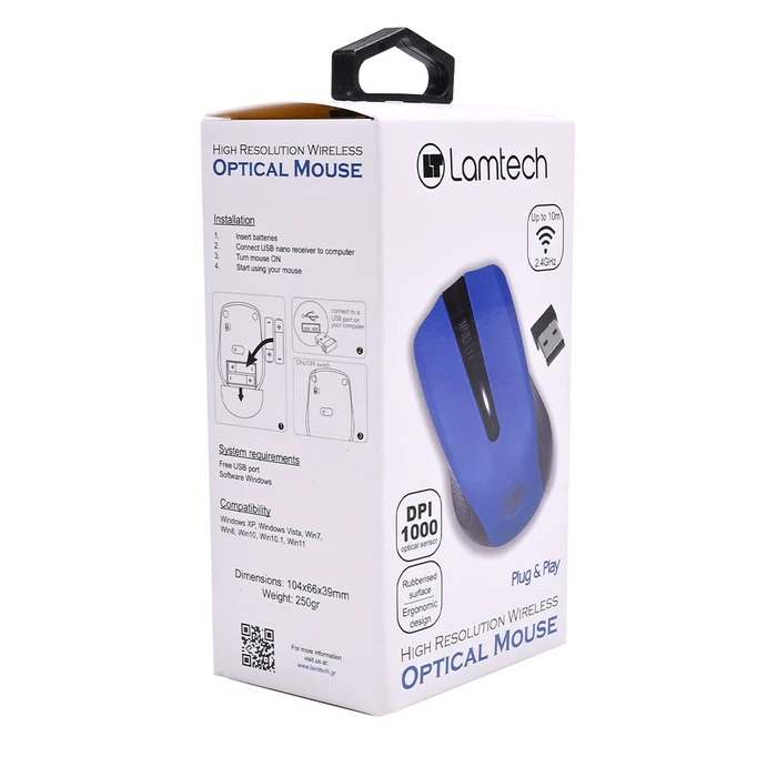 Ποντίκι Ασύρματο Lamtech 2,4G BLUE