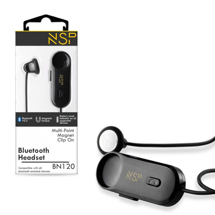 Bluetooth Handsfree NSP BN120 v5.3 multipoint, μαγνητικό, με κλιπ
