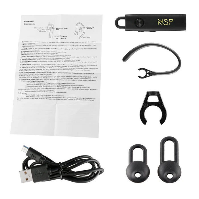 Bluetooth Handsfree NSP BN400 v5.0 multipoint με κλιπ για κορδόνι
