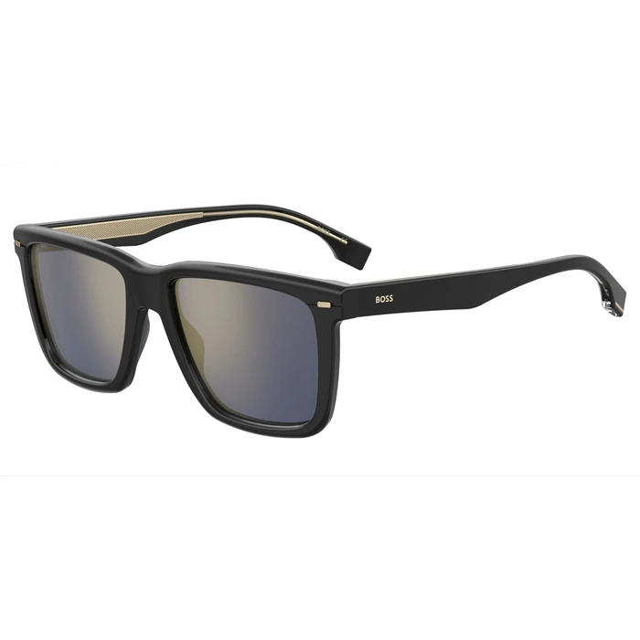 BOSS Men's Sunglasses BOSS1317S807 (55/18/145) Black Acetate Frame, Golden Mirror Lens, Category 3