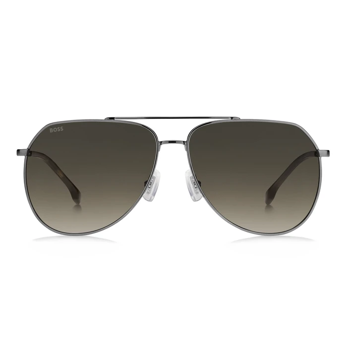 BOSS Men's Aviator Sunglasses BOSS 1447/S KJ1G — Metal (silver) frame, brown gradient polycarbonate lenses, 61/17/145 mm, 100% UV