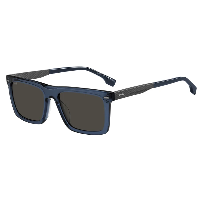 HUGO BOSS BLACK Men's Sunglasses BOSS1765GSPJP (55/18/150) — Blue Acetate Frame, Grey Lenses, Category 3