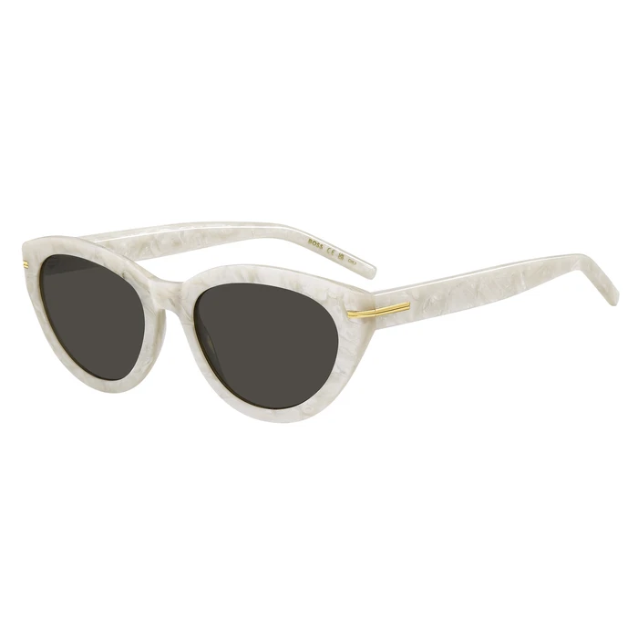 BOSS Women's Sunglasses BOSS1779S7AP (55/19/145) – Beige acetate frame, Grey lenses (Category 3 UV400)