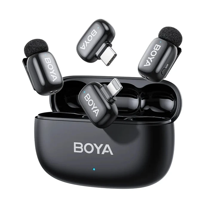 Microphones BOYA mini 2 Lightning Type-C 2.4GHz 2mic Wireless AI ANC Mic with Charging Box Mono Stereo Safety Track