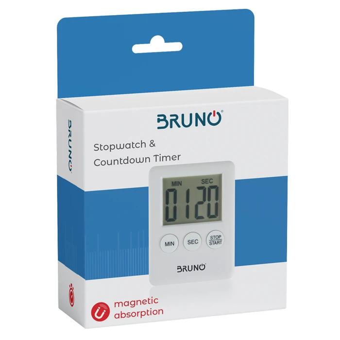 Χρονόμετρο Κουζίνας Bruno BRN-0063, LCD, με μαγνήτη, λευκό