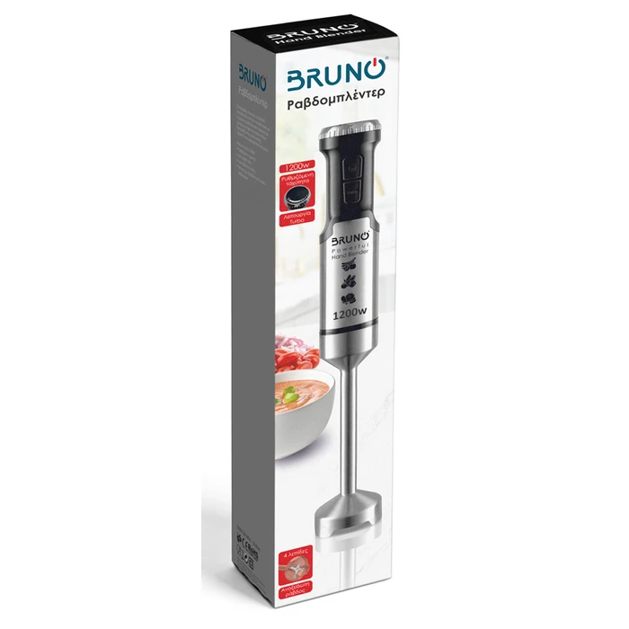 Ραβδομπλέντερ Bruno BRN-0092, ρυθμιζόμενη ταχύτητα, 1200W, inox-μάυρο