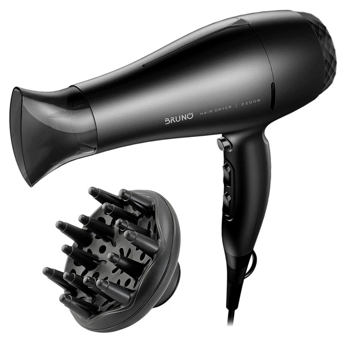 Bruno Πιστολάκι Μαλλιών Μαλλιών Brn-0154, 2200w, Με Φυσούνα, Μαύρο