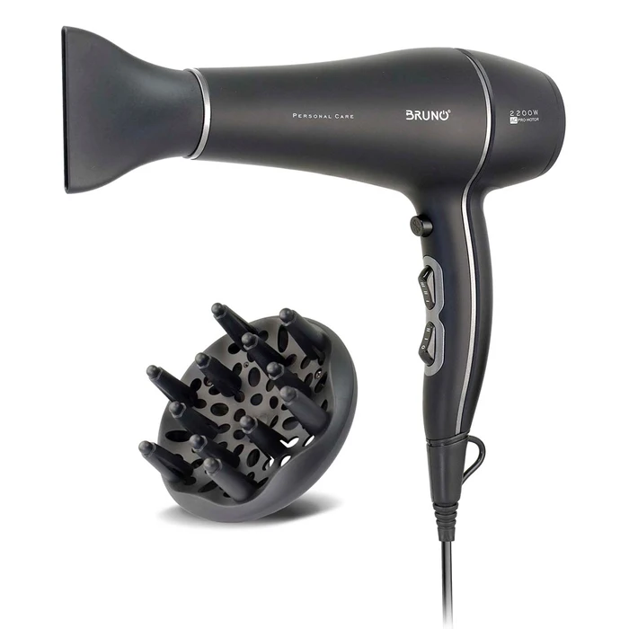 Bruno Πιστολάκι Μαλλιών Μαλλιών Ac Brn-0155, 2200w, Με Φυσούνα, Μαύρο