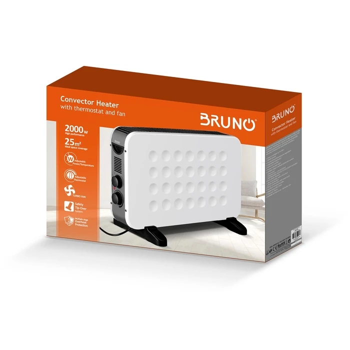 Θερμοπομπός Bruno BRN-0206, 2000W, με θερμοστάτη και Ανεμιστήρα, λευκός