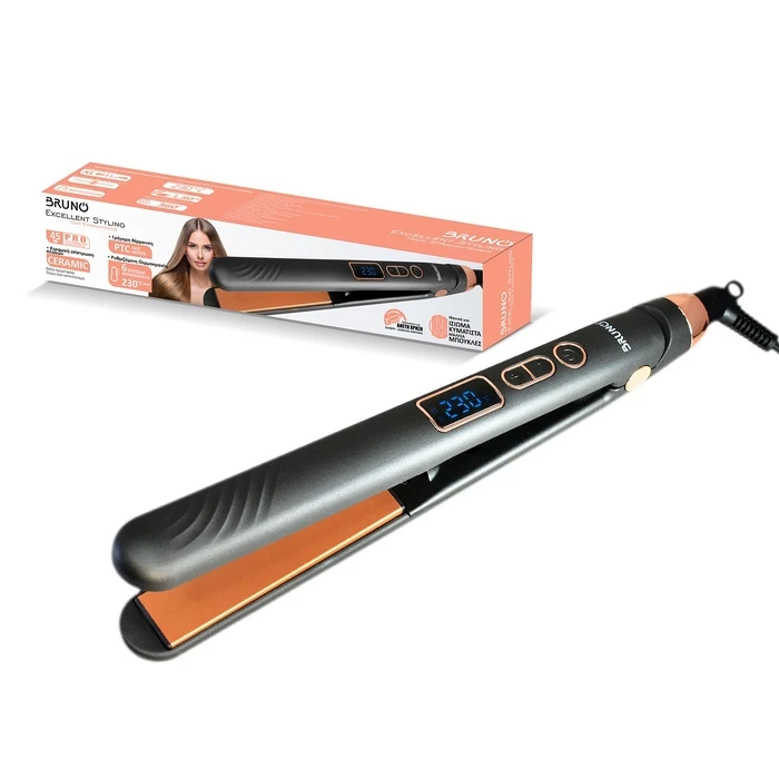 Πρέσα Μαλλιών Bruno BRN-0217 με Κεραμικές Πλάκες, 45W, Ψηφιακή Black-Copper