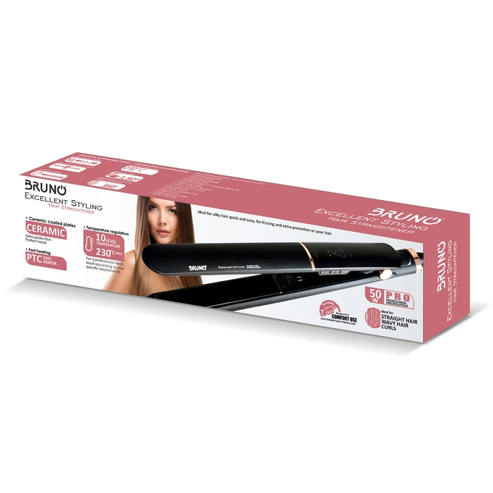 Πρέσα Μαλλιών Bruno BRN-0219 με Κεραμικές Πλάκες, 50W, Ψηφιακή, Black-Copper