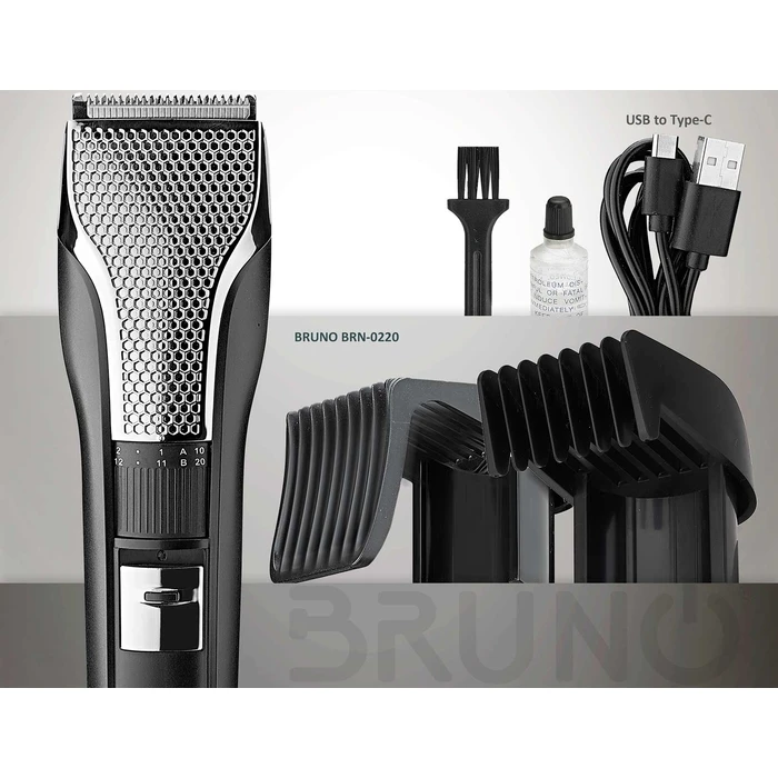 Κουρευτική Μηχανή Bruno BRN-0220 επαναφορτιζόμενη, Μαύρη