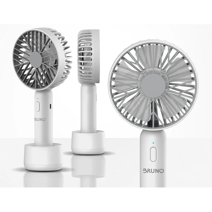 Φορητός Ανεμιστήρας Bruno BRN-0229 Επαναφορτιζόμενος, με Βάση Και Λουράκι Λευκός-Γκρί