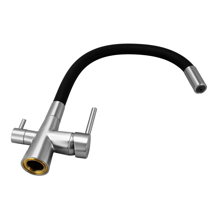 Μπαταρία Πάγκου Κουζίνας Bruno BRN-0239, Τρίοδη, Αναμεικτική, Μαύρη/Ασημί