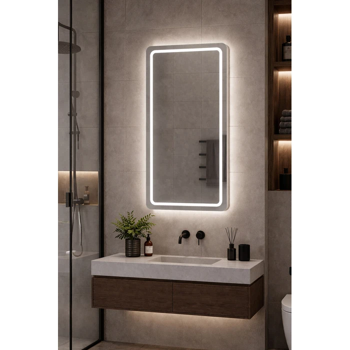 Bruno καθρέφτης μπάνιου LED BRN-0285, οριζόντιος & κάθετος, 24W, 60x80cm, IP67