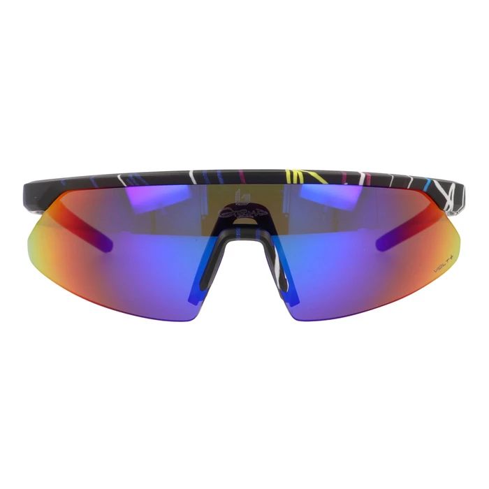 Bollé Micro Edge Unisex Sunglasses – Multicolor Acetate Frame, Blue Polarized Mirror Lens (Model BS032007)