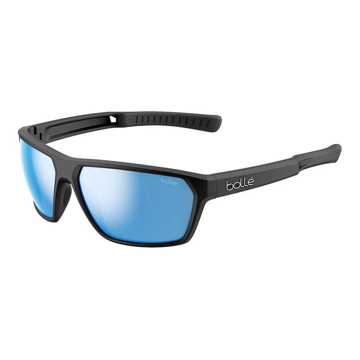 Bolle Unisex Sunglasses TERRUS Black Frame Blue Polarized Lenses BS045003-S