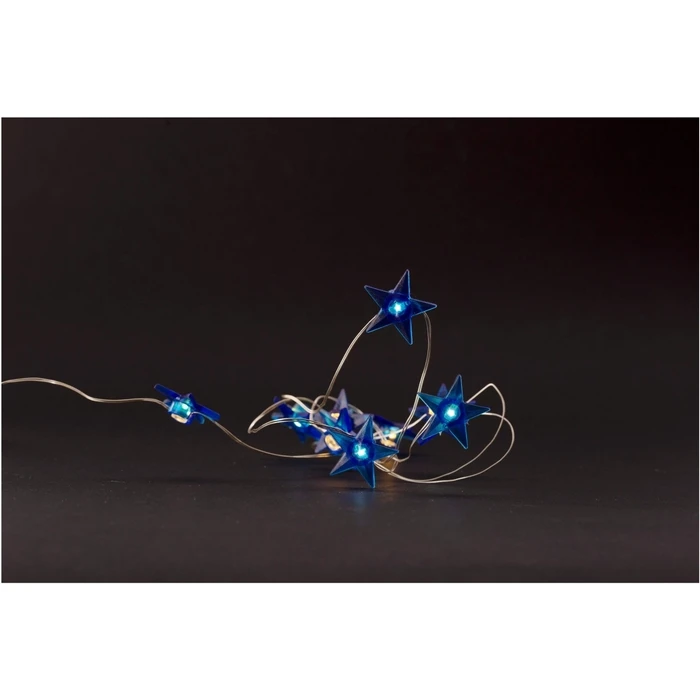 Χριστουγεννιάτικα Λαμπάκια Entac Εσωτερικά Μπλέ Αστέρια 10 LED Θερμό 1m (2xAA Δεν περιλαμβ.)