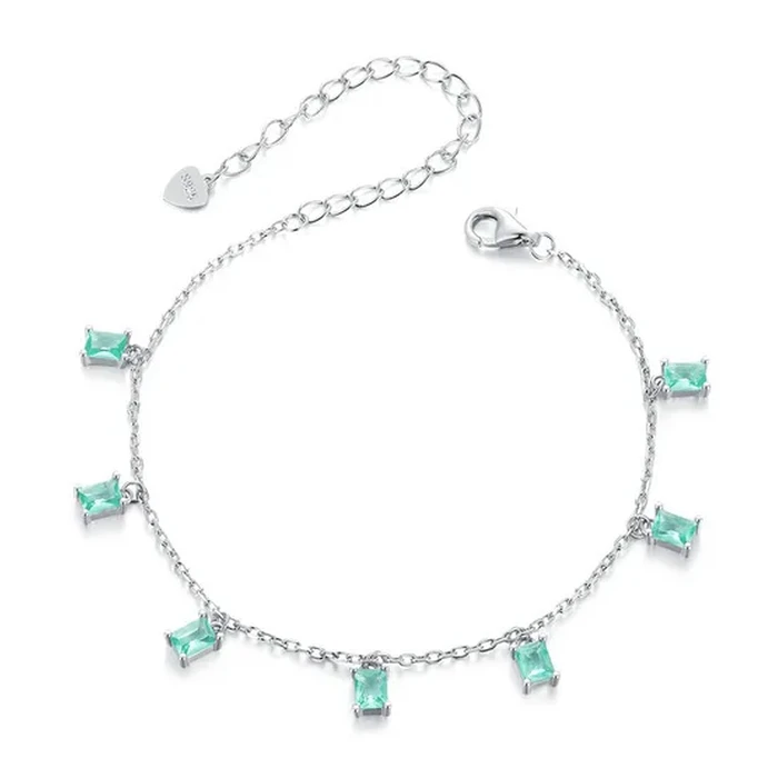 Βραχιόλι Bamoer Bsb168 με Διάφανα Κρύσταλλα, Ασήμι 925, Ασημί/Βεραμάν