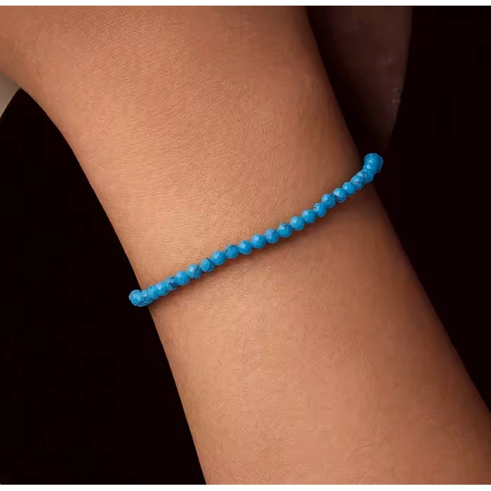 Βραχιόλι Bamoer Bsb204-Bu με Συνθετική Τουρκουάζ, Ασήμι 925, Μπλε