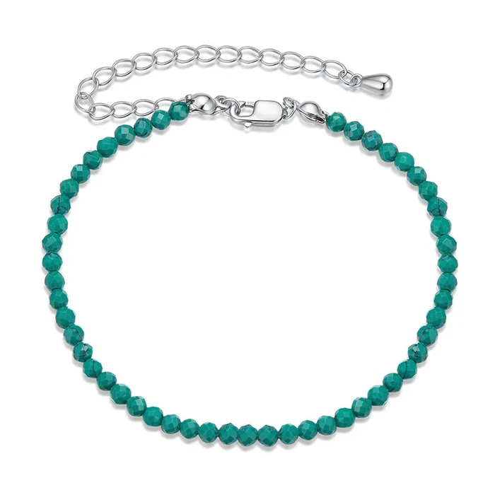 Βραχιόλι Bamoer Bsb204-Gn με Συνθετική Τουρκουάζ, Ασήμι 925, Πράσινο