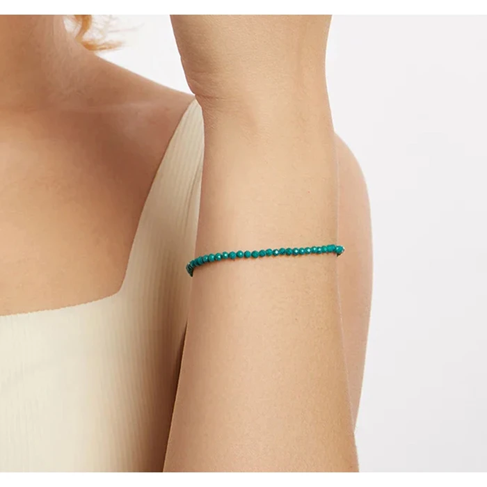 Βραχιόλι Bamoer Bsb204-Gn με Συνθετική Τουρκουάζ, Ασήμι 925, Πράσινο