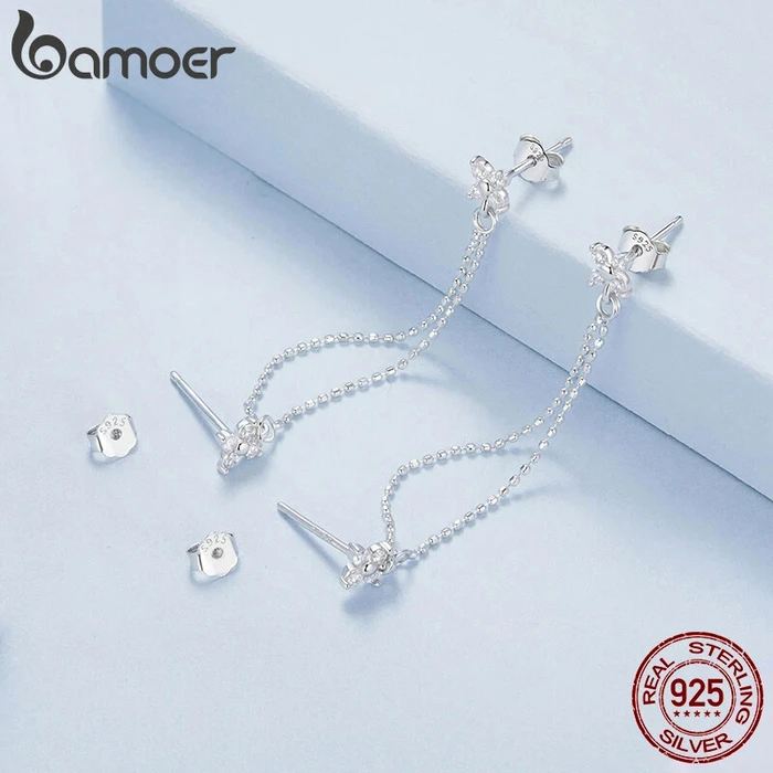 Σκουλαρίκι Bamoerα Καρφωτά BSE1106 με Κυβική Ζιρκόνια, Ασήμι 925, Ασήμι