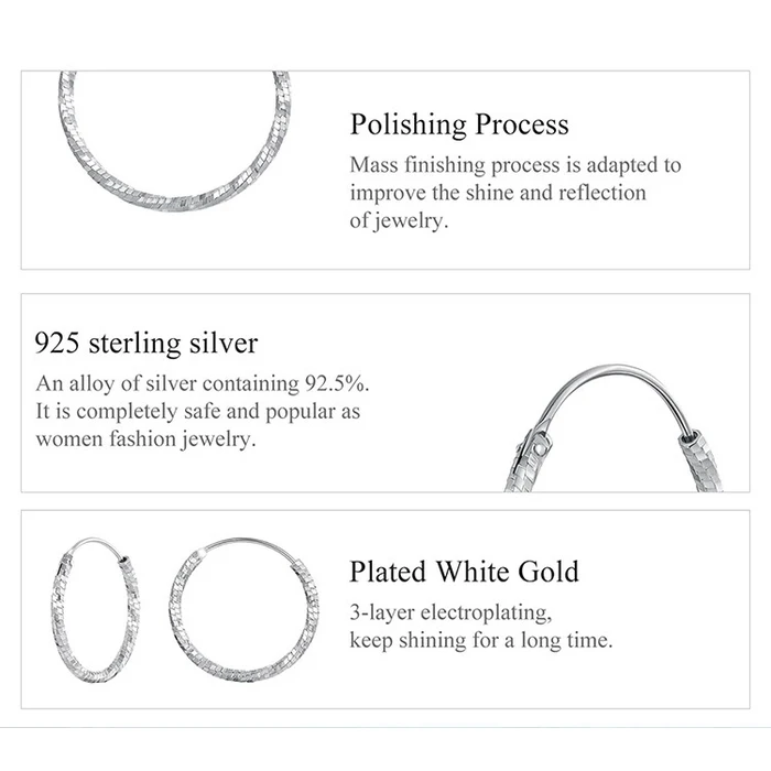 Σκουλαρίκι Bamoerα Κρίκοι BSE1178-M, Ασήμι 925, 2.1Cm, Ασημί