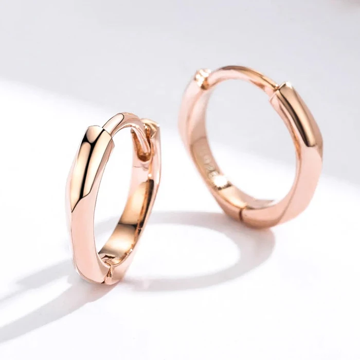 Σκουλαρίκι Bamoerα Κρίκοι BSE119, Ασήμι 925, Ροζ Χρυσό