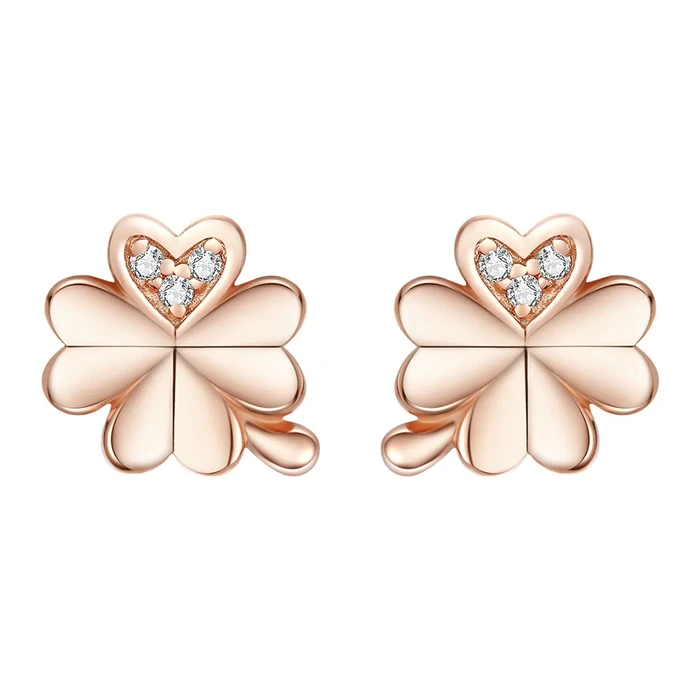 Σκουλαρίκι Bamoerα Καρφωτά BSE233, Κυβική Ζιρκόνια, Ασήμι 925, Ροζ Χρυσό